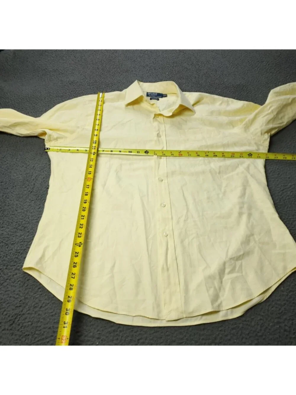 Polo Ralph Lauren Button Shirt Men 16.5 32/33 Sleeve Yellow Cotton Casual Pocket